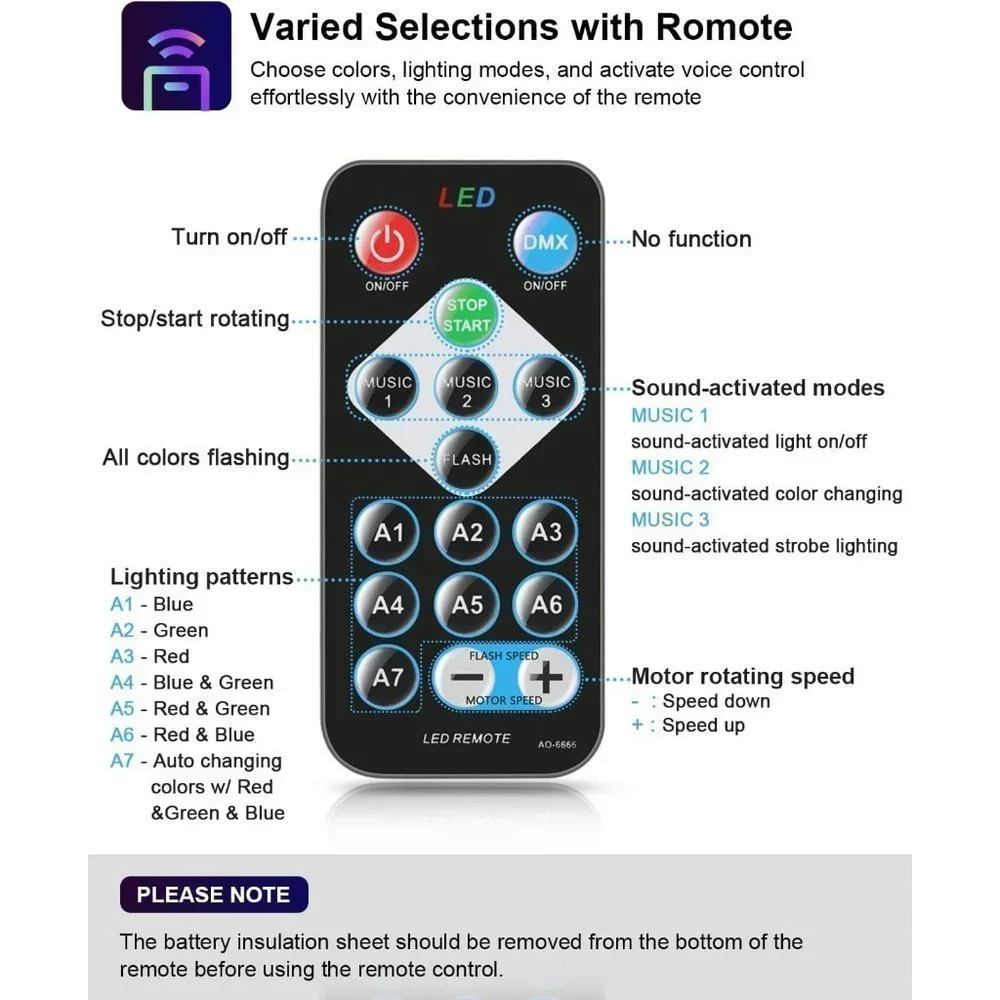 Sound Activated 7 Modes Party Stage Lights with Remote Control Dj Lighting
